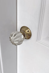 Laura Ashley Vivien Glass Mortice Knob Pair Antique Brass